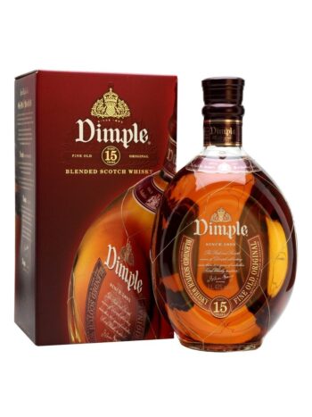 Dimple Blended Scotch Whiskey star 15 godina u ekskluzivnoj boci od 0,7l i orginalnom pakiranju smeđe boje.