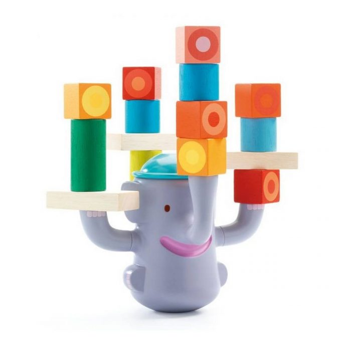 Drvena igračka slonić sa kockama za slaganje