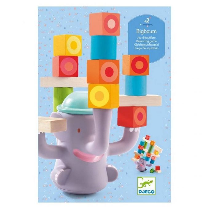 Drvena igračka slonić sa kockama za slaganje