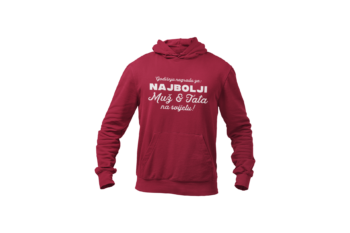 Muška hudica crvene boje sa natpisom najbolji muž i tata