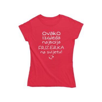 Najbolja frizerka ženska majica kratkih rukava crvena